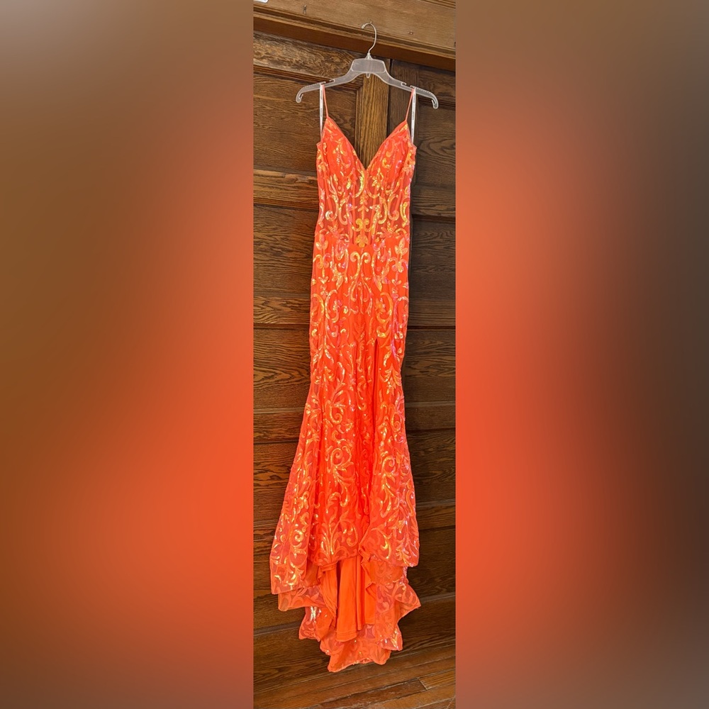 Jovani Orange Sequin Prom Dress